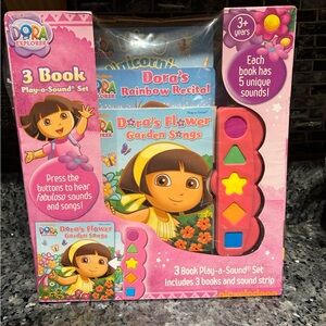 Vintage Y2k Play-a-Sound Dora the Explorer Set Of 3 Books New Sealed